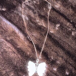 Real jade & silver Butterfly Pendant Necklace